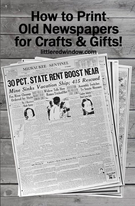 Learn how to find, download and print old, out-of-print newspapers for crafts and gifts! Old Newspaper Vintage Free Printable, Newspaper Printable, Craft Night Projects, Milestone Birthday Gifts, Window Crafts, Engineer Prints, Artwork Inspiration, Photo Editing Programs, Newspaper Printing