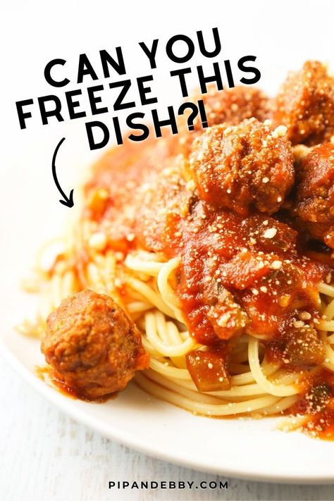 Plate of spaghetti with meatballs. Can You Freeze Pasta, Freeze Spaghetti, Frozen Spaghetti, Freezing Pasta, Unique Pasta Recipes, Meals You Can Freeze, Frozen Pasta, Spaghetti Dinner, Frozen Meatballs