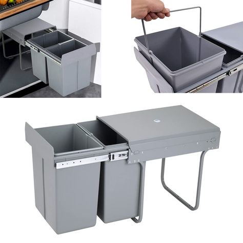 Dustbin For Kitchen, Cabinet Trash Can, Garbage Sorting, Cabinet Trash, Pull Out Trash Cans, Kitchen Waste Bin, Trash Can With Lid, Built In Pantry, Pantry Cupboard