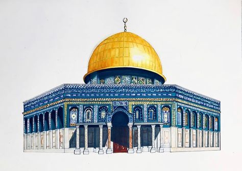 Mosque Drawing, Mosque Art, Islamic Art Canvas, Dome Of The Rock, Islamic Caligraphy Art, Architecture Concept Drawings, Architecture Drawing Art, Islamic Art Pattern, Islamic Artwork