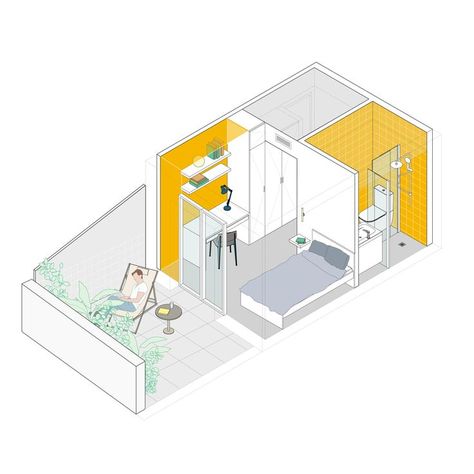 Small Apartment Plans, Presentation Architecture, Innovation Hub, Co Housing, Apartment Deco, University Dorms, Architectural Design Studio, Student Apartment, Co Living