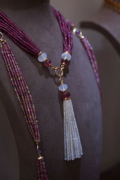 Goshwara Rubellite and moon quartz tassel necklace Moon Quartz, Necklace Styles, Tassel Jewelry, Iconic Style, A Necklace, Lovely Necklace, Bead Jewellery, Artistic Jewelry, Beaded Jewelry Diy