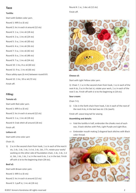 amigurumi food crochet free pattern  animals patrones gratuitos patron gratis ganchillo crochet hook crochet food Taco Crochet Pattern, Taco Crochet Free Pattern, Crochet Taco Pattern Free, Crochet Taco Pattern, Free Crochet Food Patterns, Food Crochet Patterns Free, Taco Crochet, Crochet Food Free Patterns, Crochet Taco