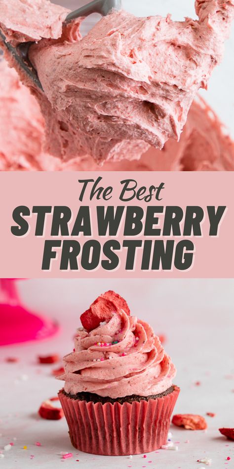 Strawberry Frosting Recipes, Icing Buttercream, Easy Icing, Strawberry Buttercream Frosting, Frosting Recipes Easy, Cake Frosting Recipe, Strawberry Frosting, Homemade Frosting, Strawberry Buttercream