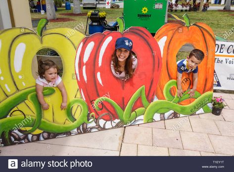 Download this stock image: Florida, FL, South, Miami, Kendall, Tropical Park, Miami International Agriculture and Cattle Show, farmers market, farmer's, farmers', wood cutouts, - T1EY1T from Alamy's library of millions of high resolution stock photos, illustrations and vectors. Farmer Costume, Summer Fair, Show Cattle, South Miami, Farm Market, Childrens Crafts, Wood Cutouts, Gardening For Kids, Miami Florida