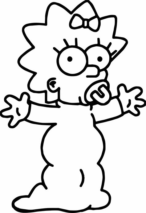 Simpsons Drawings, Family Coloring Pages, Maggie Simpson, Cartoon Coloring, Cartoon Coloring Pages, Cute Kawaii Drawings, Disney Coloring Pages, Outline Drawings, Coloring Pages To Print