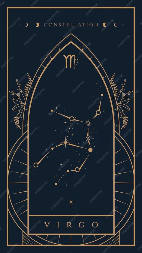 Premium Vector | Virgo Constellation Zodiac Illustration Virgo Illustration, About Virgo, Zodiac Illustration, Cosmos Space, Virgo Constellation, Mixer Attachments, Moon Symbols, Kitchenaid Mixer, Astrology Virgo