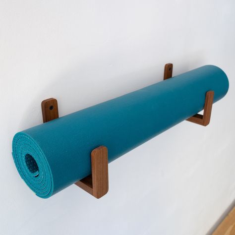 Wooden yoga mat hooks set | Teak wooden yoga mat holder | wooden yoga mat wall mount | Wall Mounted Yoga Mat Storage https://etsy.me/3mAM00o #bedroom #wood #longwallhookwood #yogamatholder #yogamathook #yogamatstorage #oakyogamatholder #woodenyogamathook Wood Yoga Mat Holder, Danish Oil Finish, Yoga Mat Holder, Yoga Mat Storage, Clinic Interior Design, Yoga Wall, Cosy Living, Art Studio At Home, Long Walls