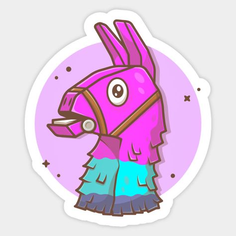 Fortnite Llama, Llama Llama, Llama Birthday, Gaming Tattoo, Baby Goats, Birthday Stickers, Window Painting, Transparent Stickers, Custom Magnets