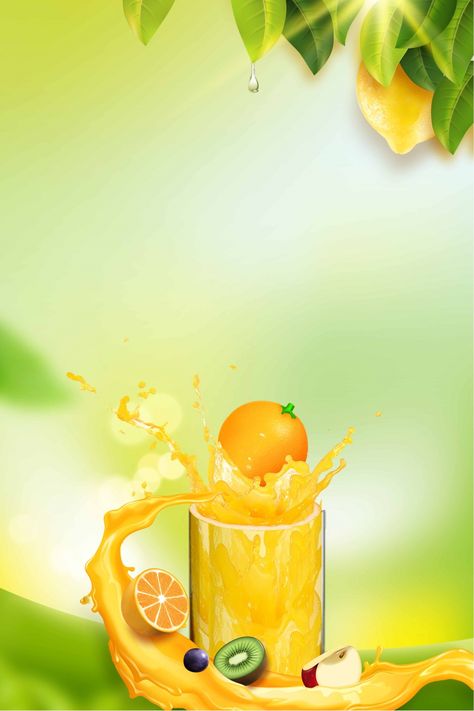 Creative Fresh Juice Poster Background Material Juice Poster Design, Juice Background, Summer Fruit Juice, Juice Poster, Orange Juice Drinks, Summer Juice, Green Tea Cake, Promo Flyer, Tea Time Food