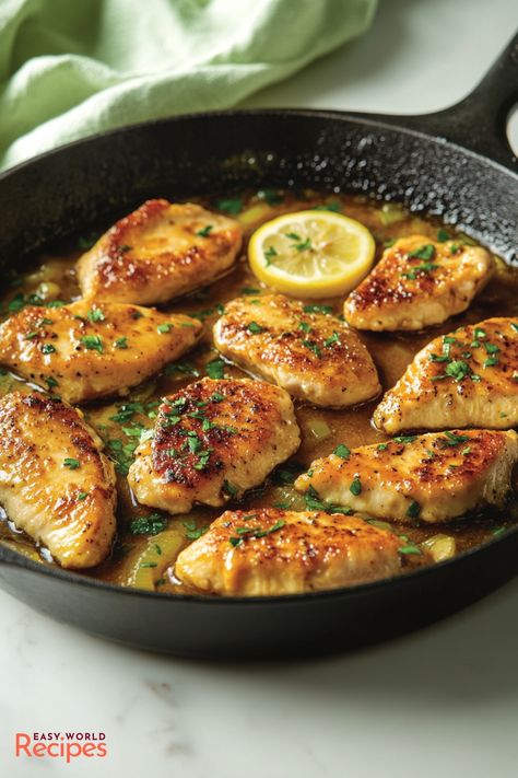 The Best Chicken Scallopini Recipe - EasyWorldRecipes Chicken Scallopini Recipes, Italian Chicken Breast Recipes, Italian Chicken Breast, Chicken Scallopini, Chicken Breast With Bacon, Italian Main Dishes, Italian Meat Recipes, Italian Dinner Recipes, Italian Dinner