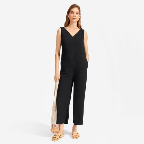 Meghan Markle Wears Everlane Jumpsuit for Tech Hub Solo Event on South Africa Tour Denim Coverall, Flowy Jumpsuit, Coverall Jumpsuit, Anna Campbell, Cotton Jumpsuit, Short Sleeve Jumpsuits, Linen Jumpsuit, Jumpsuit With Sleeves, Club Monaco