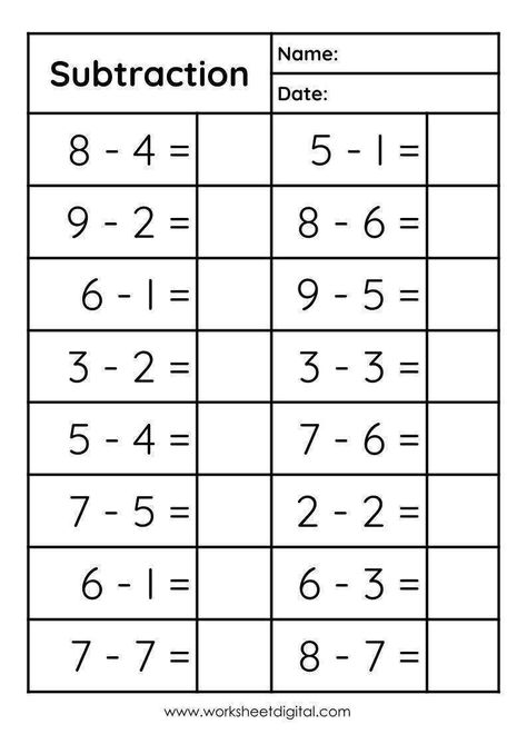 43 Challenging Single Digit Subtraction Worksheets - Help your kindergartener practice their subtraction skills with these fun and engaging worksheets. #kindergarten #math Subtraction Worksheets Grade 1, Single Digit Subtraction, Math Worksheets For Kids, Counting Worksheets For Kindergarten, Basic Subtraction, Maths Worksheet, Subtraction Kindergarten, Math Book, Math Subtraction