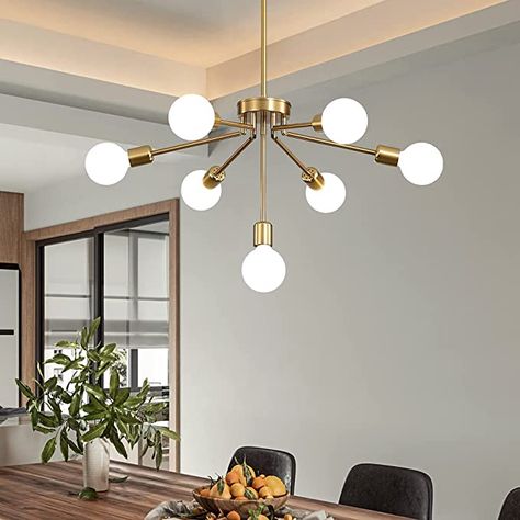 Mid Century Lighting Pendant, Dining Room Light Fixture, Mid Century Ceiling, Chandeliers Modern, Modern Pendant Lighting, Metal Light Fixture, Living Room Light Fixtures, Dining Chandelier, Chandelier Bedroom