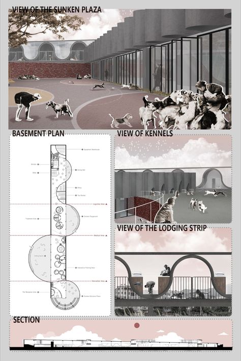 Designing an animal-welfare shelter Modern Shelter Design, Homeless Friendly Architecture, Homeless Architecture Projects, Animal Architecture Concept, Dog Shelter Design, Architecture For Animals, Homeless Shelter Architecture, Animal Shelter Architecture, Shelter Design Architecture