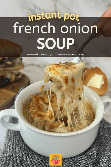 Instant Pot French Onion Soup Instant Pot Comfort Food Recipes, Instapot French Onion Soup Recipe, French Onion Soup Recipe Instant Pot, Insta Pot French Onion, Onion Soup Instant Pot, Pressure Cooker French Onion Soup, French Onion Soup Instant Pot, Instapot French Onion Soup, Pioneer Woman Instant Pot French Onion Soup