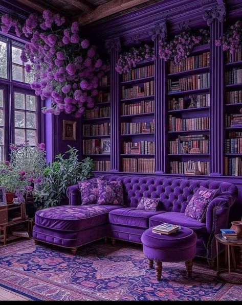 Speakeasy Decor, Purple Room Decor, Purple Living Room, Purple Bedrooms, Purple Interior, Purple Rooms, Living Room Trends, Purple Home, Bedroom Green