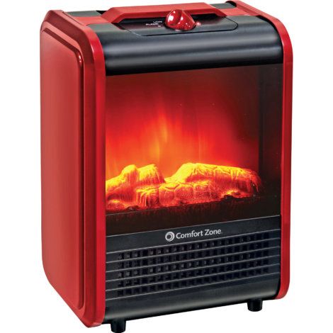 Comfort Zone 1,200 Watt Red Portable Electric Fireplace Heater Fireplace Heater Electric, Portable Electric Fireplace, Space Heater Fireplace, Fireplace Style, Portable Fireplace, Recessed Electric Fireplace, Tabletop Fireplaces, Electric Fireplace Heater, Fireplace Heater