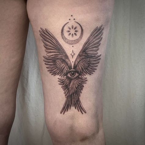 by Alex Moon (ig: alexinthemoon) Seraphim Tattoo, Leg Tattoo, Eye Tattoo, Tattoo Designs, Angel