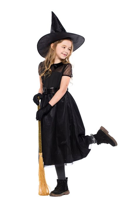 Witch Party Costume, Girls Halloween Dress, Witchy Dress, Carnival Girl, Witch Party, Kids Carnival, Witch Dress, Witch Halloween Costume, Witch Outfit