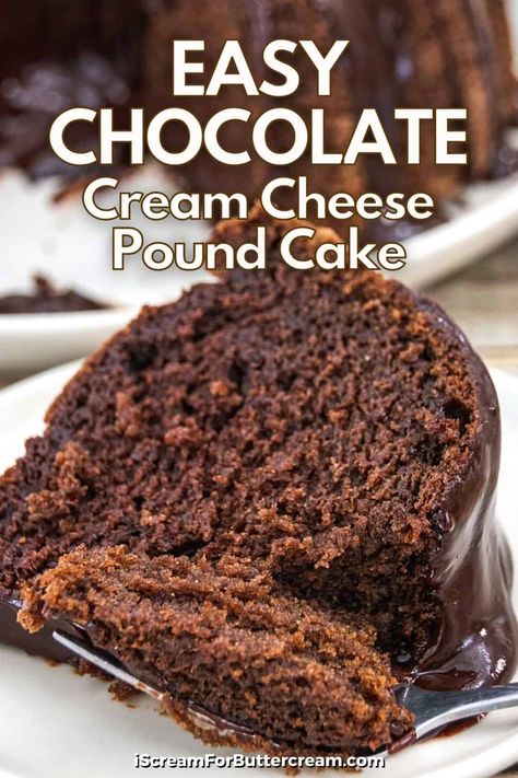 Recipes Using Chocolate Cake Mix Boxes And Cream Cheese, Cream Cheese Chocolate Cake Recipes, Chocolate Cake Mix Pound Cake, Easy Tasty Cake Recipes, Pound Cake With Cream Cheese Icing, Dreamy Cream Cheese Chocolate Pound Cake, Doctored Cake Mix Recipes Chocolate, Chocolate Pound Cake Recipe Easy, Box Cake With Cream Cheese