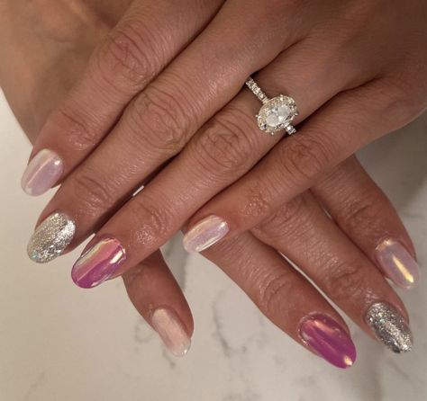 Gelx manicure Last Disco Nails, Disco Gel Nails Design, Disco Gel Nails, Pink Disco Nails, Pink Disco Ball Nails, Pink Disco Cowgirl Nails, Glitter Disco Nails, Disco Cowgirl Nails, Dance Nails