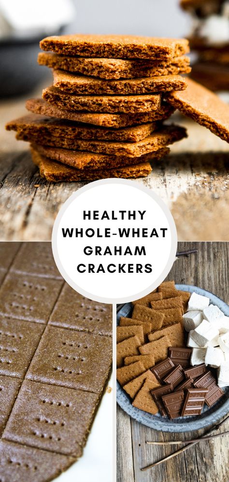 Gram Cracker Recipes, Healthy Graham Crackers, Gram Crackers, Graham Flour, Cracker Recipe, Graham Cracker Recipes, Baked Crackers, Homemade Graham Crackers, Honey Diy