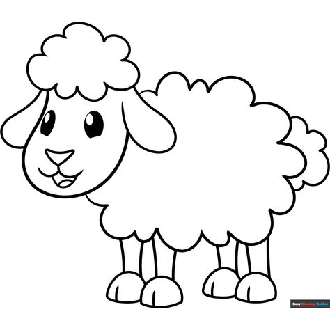 Free Cartoon Sheep Coloring Page for Kids Sheep Coloring Page, Sheep Printable, Sheep Cartoon, Cartoon Sheep, Easy Drawing Guides, Drawing Guides, Kids Print, Cartoon Panda, Printable Coloring Sheets