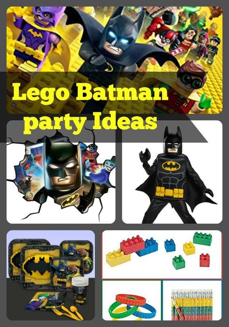 Lego Batman birthday party ideas and supplies for decorations, favors, food, games and more| Birthday Buzzin Batman Lego Party, Lego Batman Party Ideas, Batman Party Ideas, Batman Birthday Party Ideas, Lego Batman Birthday Party, Lego Batman Cakes, Batman Theme Party, Batman Party Supplies, Lego Batman Birthday