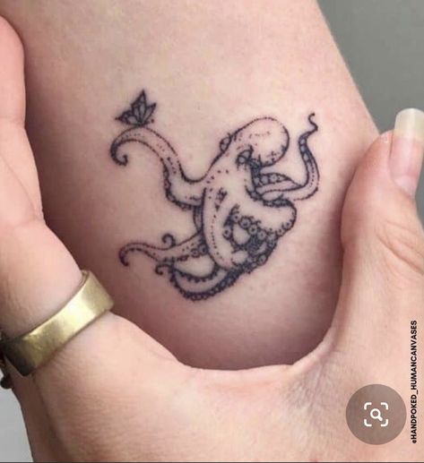 Octopus Tattoos Cute, Baby Octopus Tattoo, Octopus Tattoos Simple, Mini Octopus Tattoo, Tiny Octopus Tattoo, Simple Octopus Tattoo, Mid Chest Tattoo Female, Small Octopus Tattoo, Arm Tattoo For Women