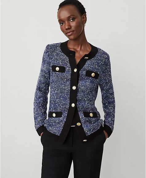 Women's Work Clothing & Business Casual Attire | Ann Taylor Ann Taylor Outfits, Ann Taylor Outfit, Taylor Outfits, Ann Taylor Petite, Petite Sweaters, Textured Jacket, Cardigan Sweaters, Trim Jacket, Sweater Blazer