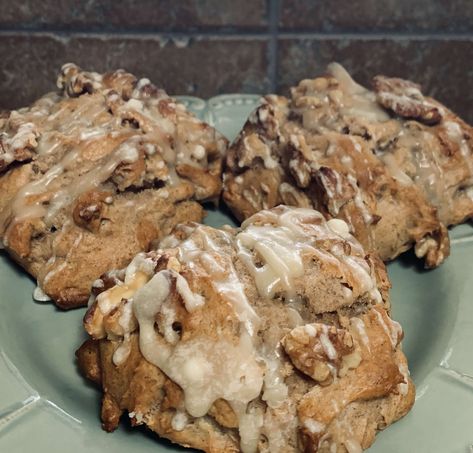 Drizzle banana-nut scones with a sweet maple glaze to balance the earthiness of the walnuts and the heat of the cinnamon. Banana Nut Scones, Banana Scones, Japanese Fried Chicken, Pizza Muffins, Scones Recipe, Breakfast Bites, Biscuit Mix, Maple Glaze, Banana Nut