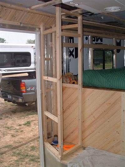 Stripping and Framing | Horse trailer Weekender Horse Trailer Remodel, Horse Trailer Organization, Trailer Hacks, Converted Horse Trailer, Campsite Ideas, Trailer Redo, Diy Trailer, Horse Trailer Living Quarters, Trailer Organization