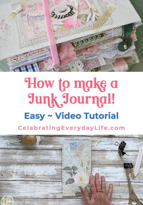 Junk Journal With Photos, How To Make A Junk Journal Step By Step, Junk Journal How To, What Is A Junk Journal, How To Make A Junk Journal, Junk Scrapbook, Simple Cabins, Making A Journal, Junk Journal Tutorial