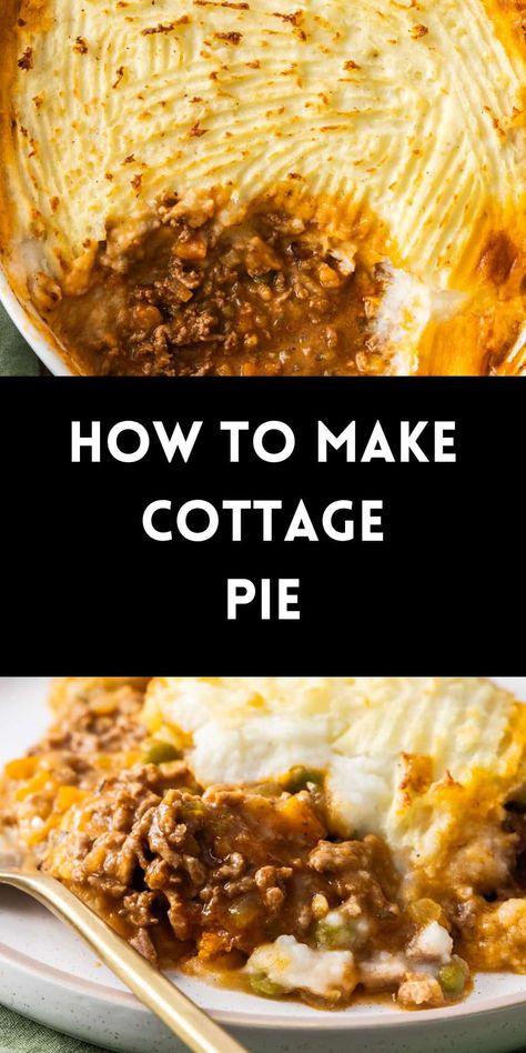 My Mum's Cottage Pie is pure comfort food. With a flavour-filled beef and vegetable mixture covered with soft, fluffy garlic mashed potato, this family favourite is loved by adults and children alike. This is a recipe that is worthy of a regular place in your meal plans. And if you have not made it for many years, I am sure that you will be delighted to be re-introduced. Sometimes only the classics will do. Lamb Cottage Pie, Shepard Pie Gravy, Beef Meat Pie Recipe, Traditional Cottage Pie, English Pie Recipes, Best Cottage Pie Recipe, Cottage Pie Recipe Beef Jamie Oliver, Sausage And Mash Pie, Cottage Pie Baked Potatoes