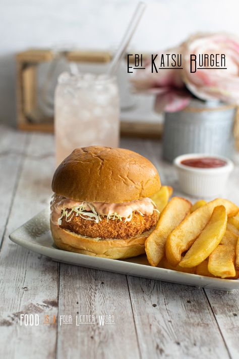 Ebi Katsu Burger Recipe (Shrimp Cutlet Burger) – FOOD is Four Letter Word Shrimp Katsu Burger, Shrimp Katsu, Ebi Katsu, Vietnamese Yogurt, Katsu Burger, Shrimp Patties, Shrimp Burgers, Burgers Recipes, Baked Chicken Recipe