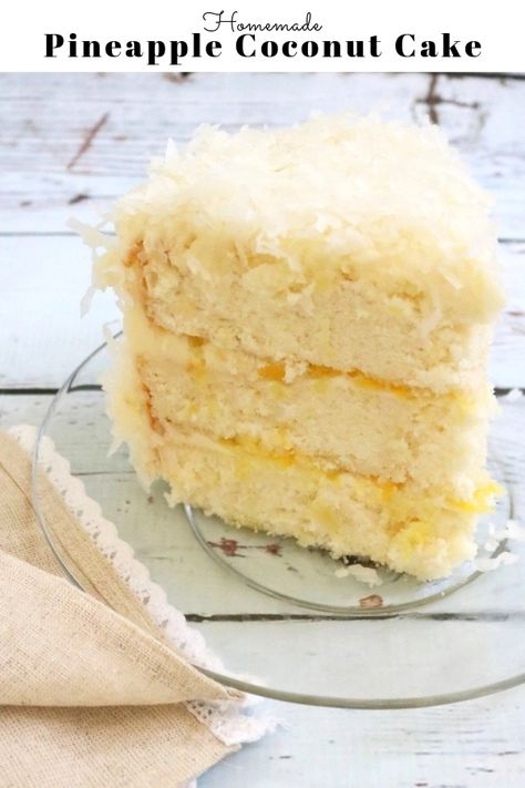 Pineapple Coconut Cake, Coconut Pineapple Cake, Coconut Cream Cheese, Pineapple Filling, Coconut Cream Cheese Frosting, Learn Cake Decorating, Coconut Cake Recipe, Cake Layers, Pineapple Cake