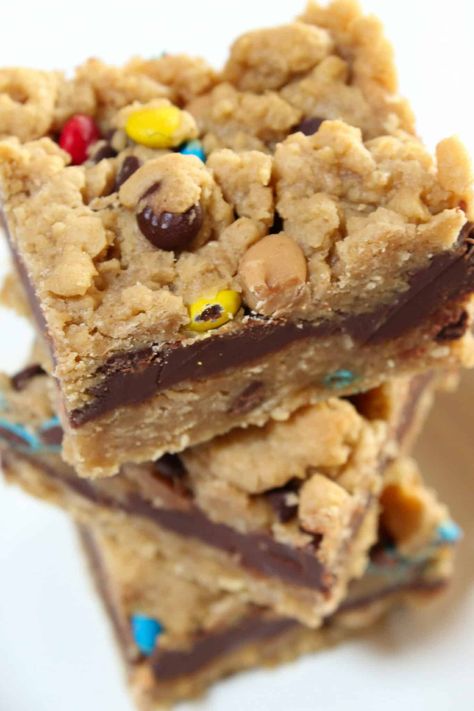 Peanut Butter Chips Fudge, Oatmeal Fudge Bars, Desert Bars, Candy Fudge, Pinch Of Yum, Fudge Bars, Monster Cookie, Fudge Sauce, Cookie Bar Recipes