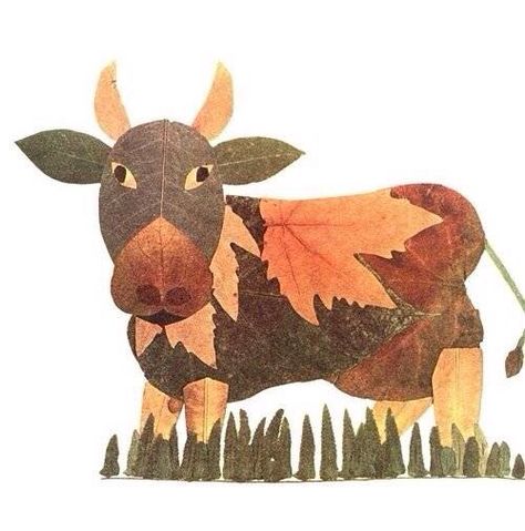 Leave craft cow Dry Leaf Art, Autumn Leaves Craft, Leaf Collage, Leaf Projects, Autumn Leaves Art, Leaf Artwork, Leaf Animals, Leaf Crafts, Nature Artwork