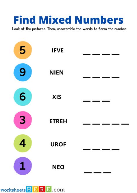 Find Mixed Numbers, Numbers Scrambles PDF Worksheet For Kids - WorksheetsHere.com Basic Subtraction Worksheets, Rote Counting, Basic Subtraction, Numbers Activity, Mixed Numbers, Worksheet For Kids, Subtraction Worksheets, Free Worksheets, Teacher Tips