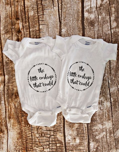 The Little Embryo That Could Twin Onesies Twin Onesies Funny, Baby Onsies Ideas, Onsies Ideas, Onesie Ideas, Twin Onesies, Having Twins, Funny Baby Boy, Onesies Baby, Toddler Jumpsuit