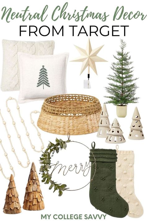 Neutral christmas decor from Target Ways To Decorate Your Apartment, Apartment Christmas Decor, Decorate Your Apartment, Christmas Decorations Apartment, Apartment Christmas, Dorm Inspiration, Dorm Room Hacks, Cute Apartment, Neutral Christmas Decor