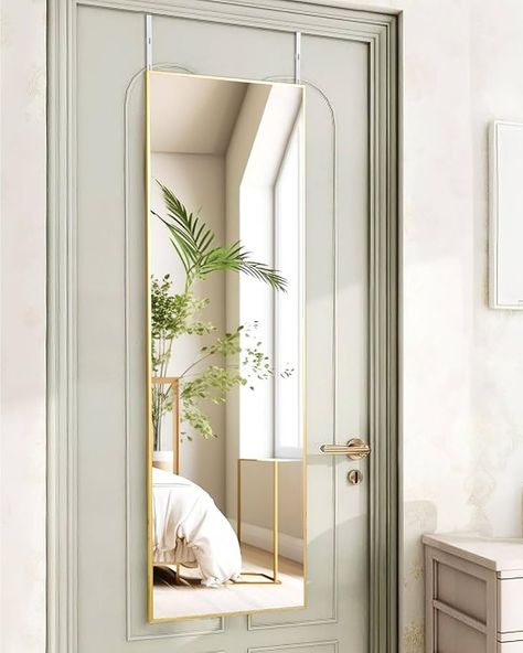 Full Length Mirror On Closet Door, Closet Hanging Mirror, Teen Room Mirror, Closet Door Mirror, Full Length Mirror Door, Door Hanging Mirror, Living Room Closet, Closet Mirror, Over The Door Mirror