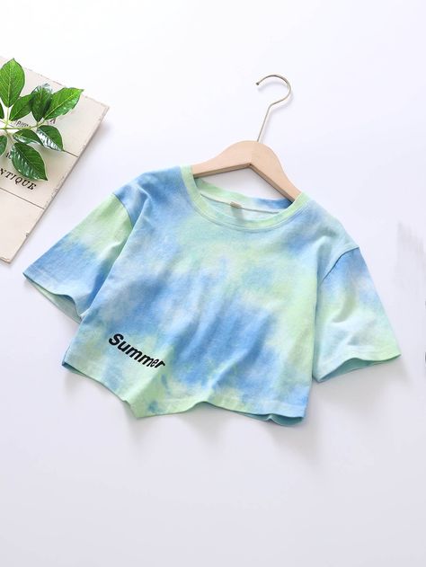 Multicolor Casual  Long Sleeve Cotton Tie Dye Letter   Non-Stretch Spring Girls Clothing Tie Dye Girl, Tie Dye Tops, Spring Girl, Girls T Shirts, Girls Tie, Girls Graphic Tee, Girls Top, Design Clothes, Fashion Design Clothes