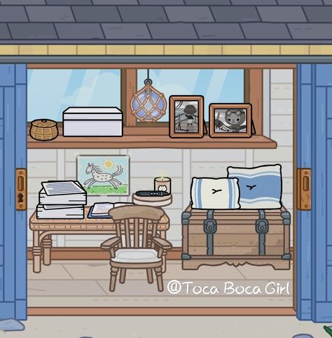 Toca Boca Blue House Ideas, Romantic Beach House Toca Boca Ideas, Adopt Me Small House Ideas, Bad Room Ideas, Toca Ideas, Free House Design, Beach House Living Room, Wallpaper Iphone Disney Princess, Adorable Homes Game