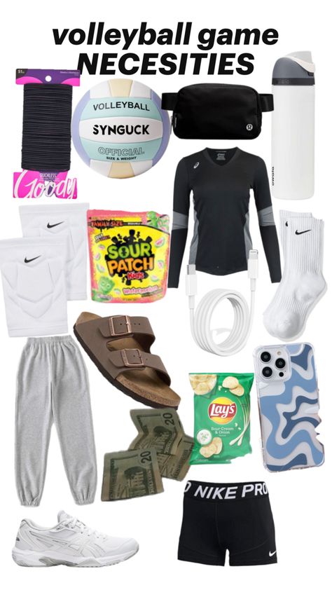 what to bring to a game, told by a volleyball player!! Volleyball Bag, Volleyball Game, Volleyball Inspiration, Volleyball Tips, School Bag Essentials, Volleyball Games, Volleyball Pictures, Volleyball Player, Sour Patch Kids