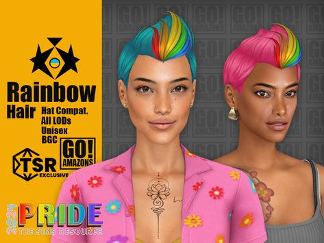 New #TheSims4 maxis match unisex short hair in quiff hairstyle with rainbow strands download free at #TSR #TheSims4cchair #Sims4maxismatchhair #Sims4cchair #Sims4Hair #Sims4maxismatch #TheSims4 #TSRHair #Sims4cc #Sims4customhair #Sims4hairdownload #Sims4ccdownload #Sims4hairdownload #Sims4 #ts4cc #ts4 #pridehair #quiffhair #pixiecut #shorthair #asexual #unisexhair #badasshair #pridemonth #girlpower #ukrainian #feminist #womanpower #womanempowerment Sims 4 Rainbow Hair Cc, Pride 2024, Rainbow Highlights, Quiff Hairstyles, All Hairstyles, Sims 1, The Sims4, Rainbow Hair, Sims 4 Cc