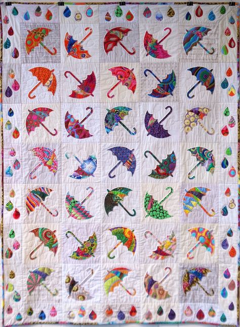 Umbrella Quilt, Quilt Room, Button Tree, Spring Quilts, Raw Edge Applique, Quilting Room, Scrap Quilt, Quilted Wall Hangings, Quilting Tips