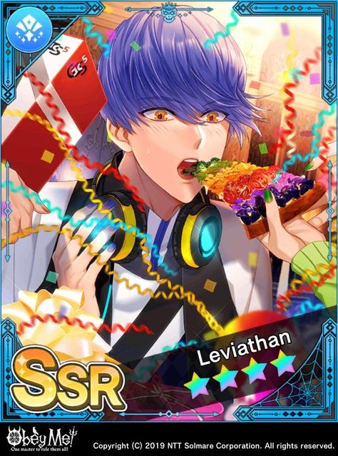 Leviathan Obey Me Card, Obey Me Game, Obey Me Nightbringer, Leviathan Obey Me, Date Food, Obey Me Shall We Date, Character Cards, Obey Art, Birthday Events