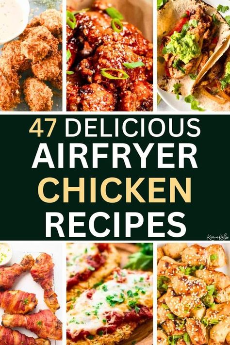 Air fryer chicken is the perfect dinner idea! From juicy chicken breasts to crispy wings and thighs, discover healthy air fryer meals that will transform your dinners into a feast. Perfect for busy evenings, these easy air fryer dinners and lunches will elevate your mealtime with scrumptious and crispy twists on chicken. Find the tastiest and healthiest air fryer chicken recipes right here! #AirFryerRecipes #HealthyEating #EasyDinners #ChickenRecipes Air Fryer Chicken Recipes For Dinner, Air Fryer Chicken Pieces, Air Fryer Chicken Meals, Air Fry Dinner Recipes, Chicken In Air Fryer Recipes, Chicken Breasts In Air Fryer, Easy Air Fryer Dinners, Chicken Breast Air Fryer Recipes, Chicken Breast Recipes Air Fryer